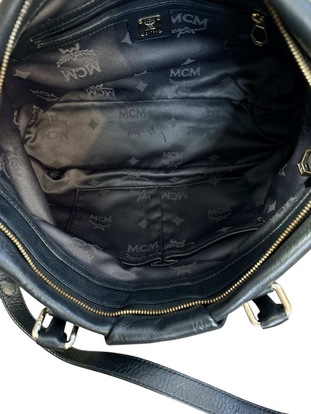 MCM Black Leather Two-Way Bag