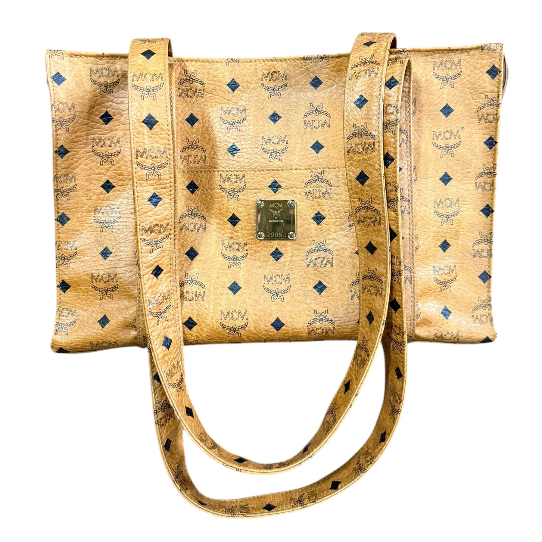 MCM Cognac Visetos Shopper Tote