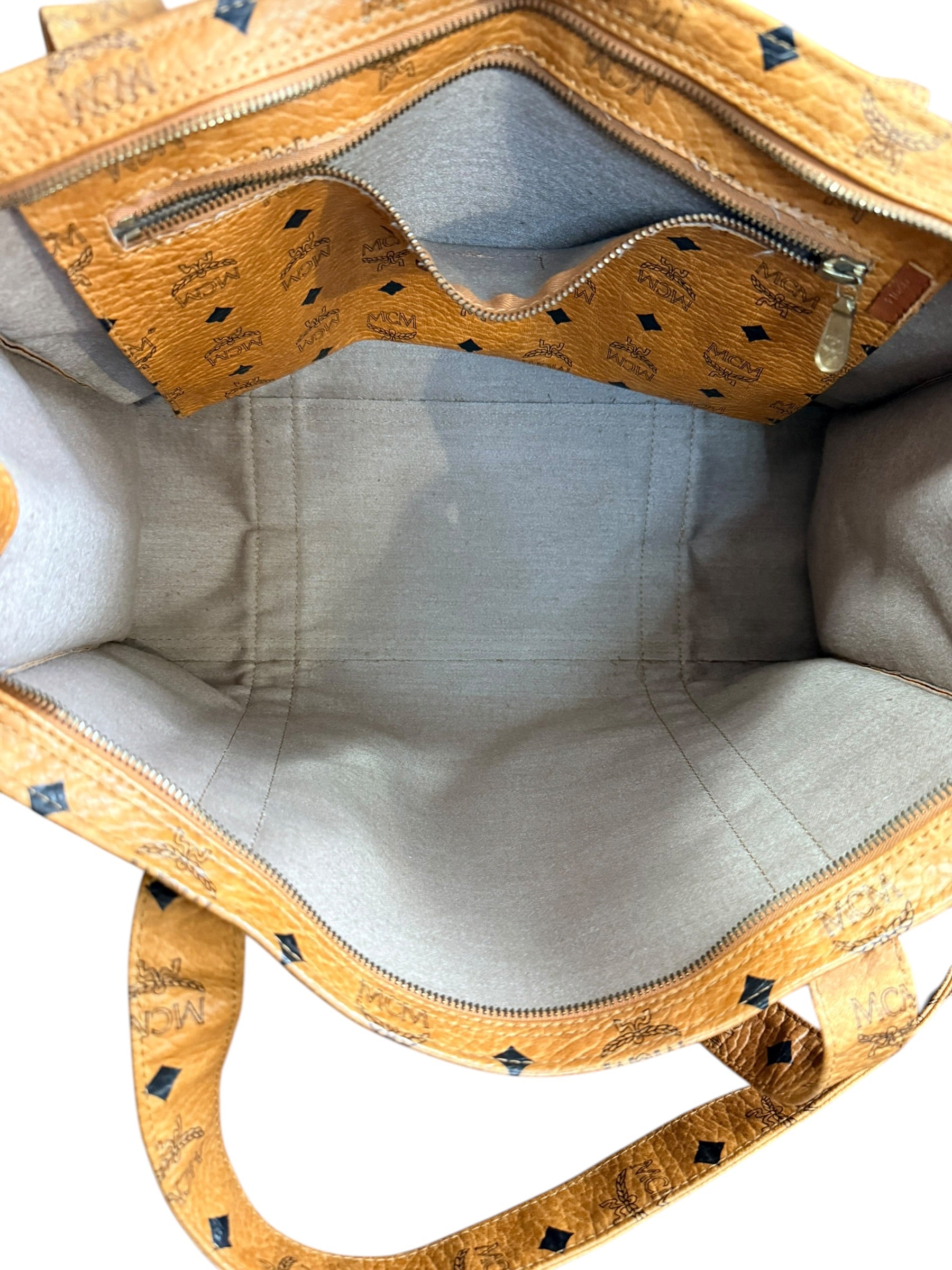 MCM Cognac Visetos Shopper Tote