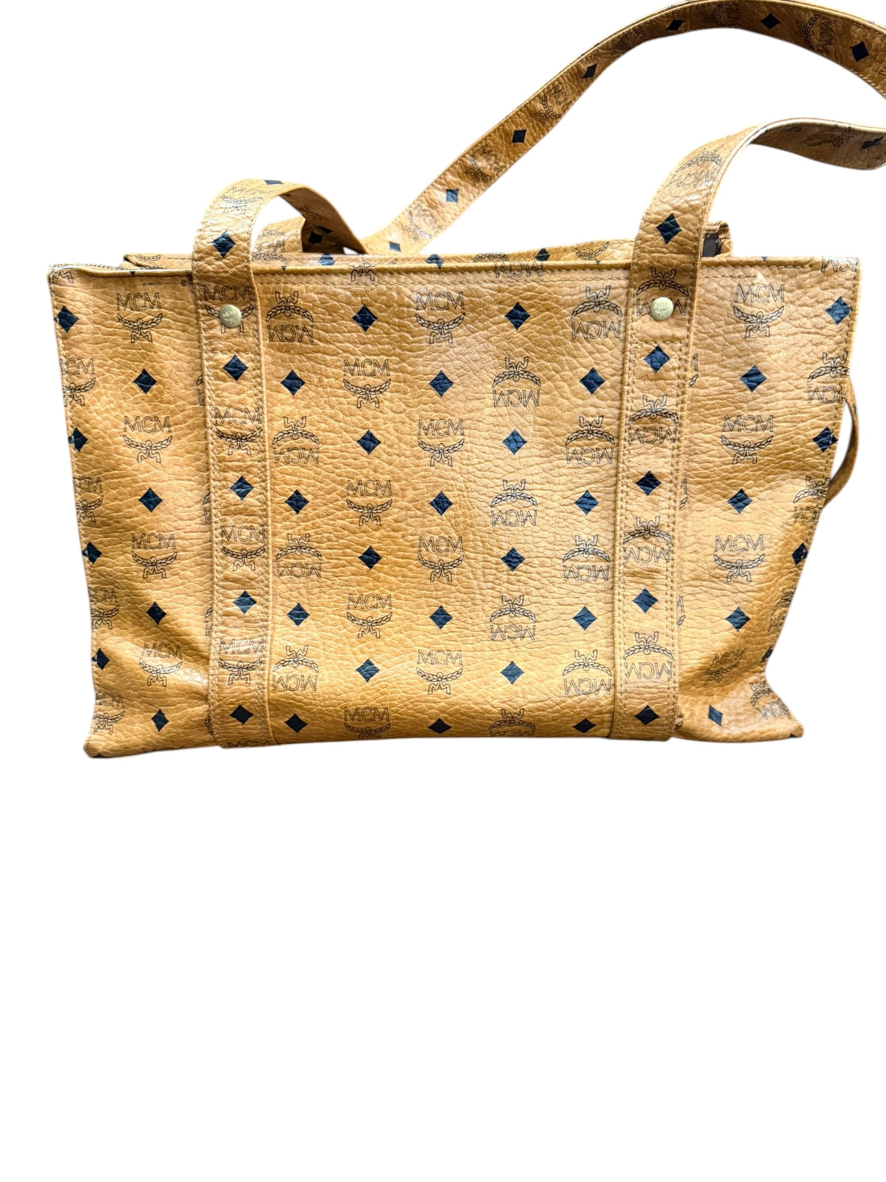MCM Cognac Visetos Shopper Tote