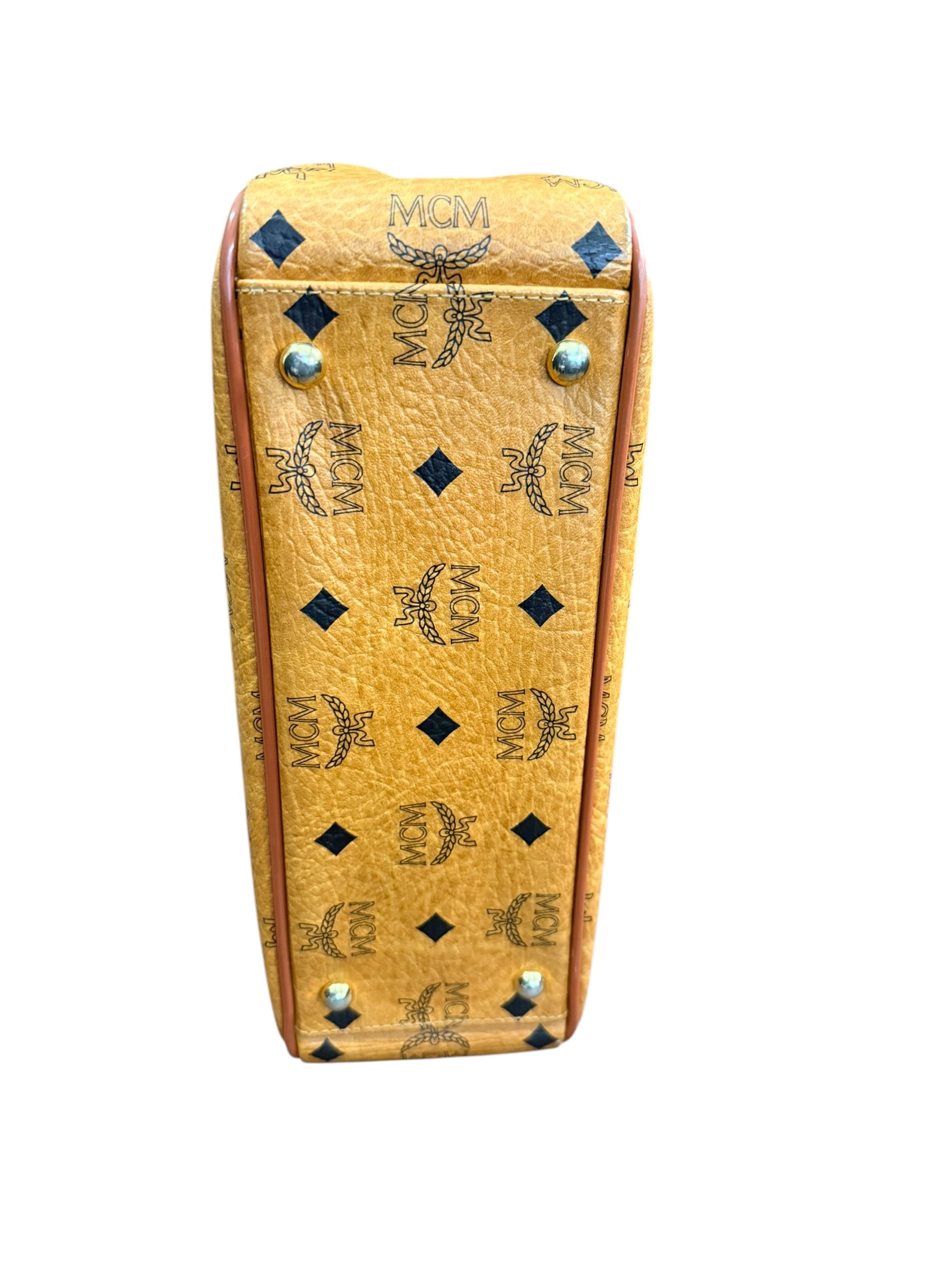 MCM Cognac Visetos Top Handle Bag